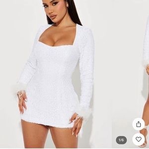 Fashion nova sequin dress with feathers